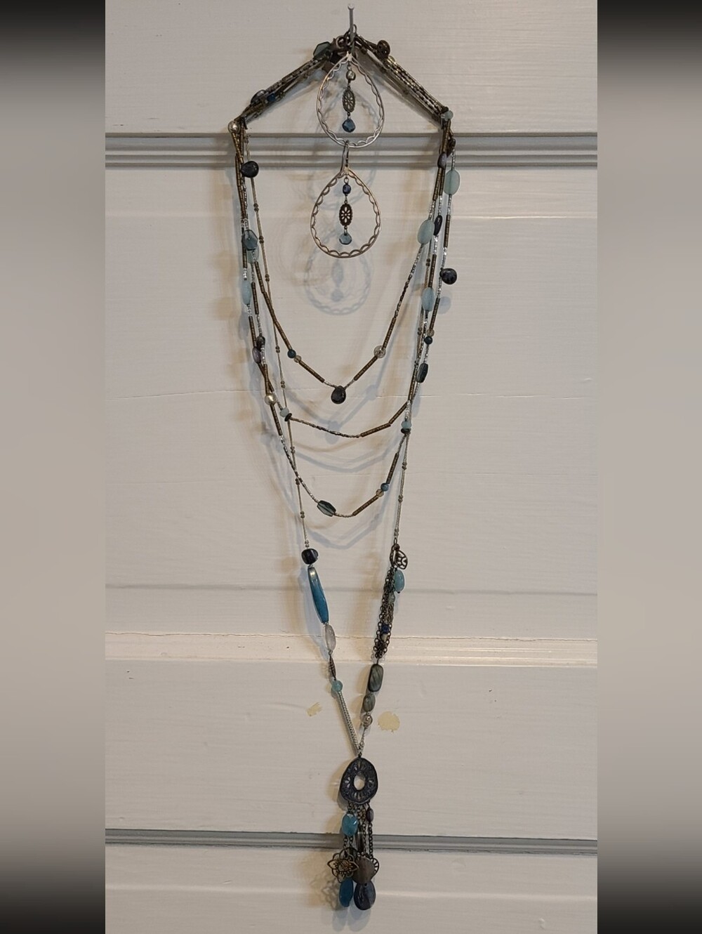 Silpada Teardrop Dangle Earrings in Sterling Silver with Blue and Pearl Accents - Picture 2 of 2